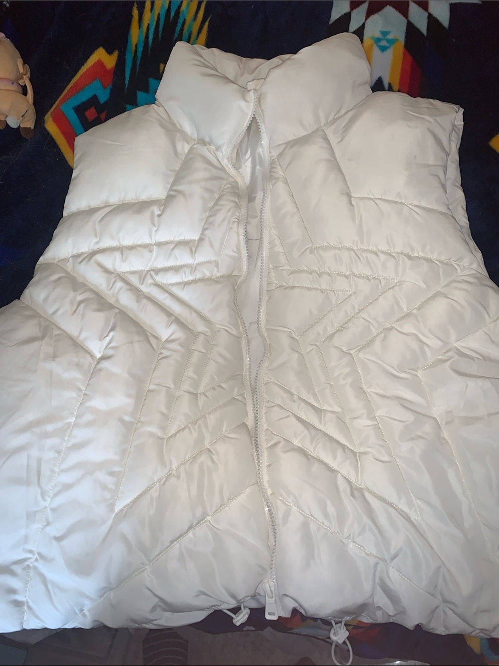 White Quilted Puffer Vest - Sleeveless Zip Front